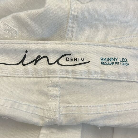 INC International Concepts white skinny regular fit cropped jeans Size 14P EUC - Picture 5 of 9
